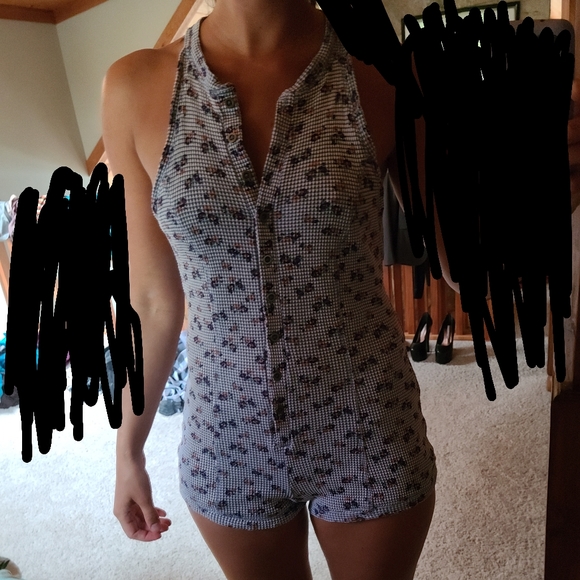 Out from Under cozy cotton romper sz XS. Blue - Picture 2 of 5